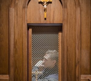 a wooden wall with a crucifix on it